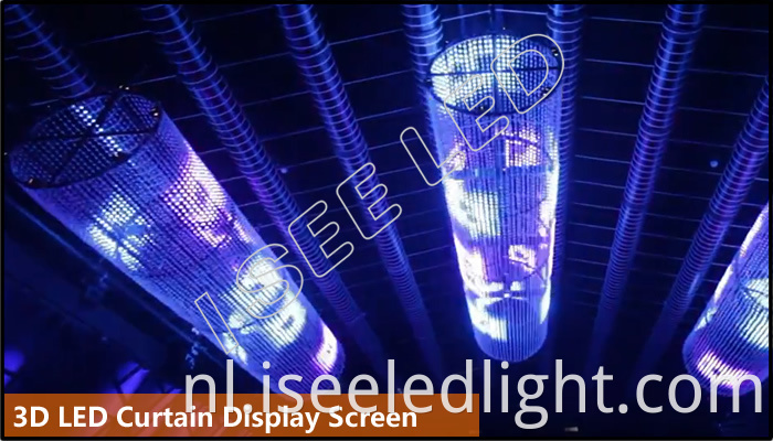 3D led curtain display screen with 2cm led bead light